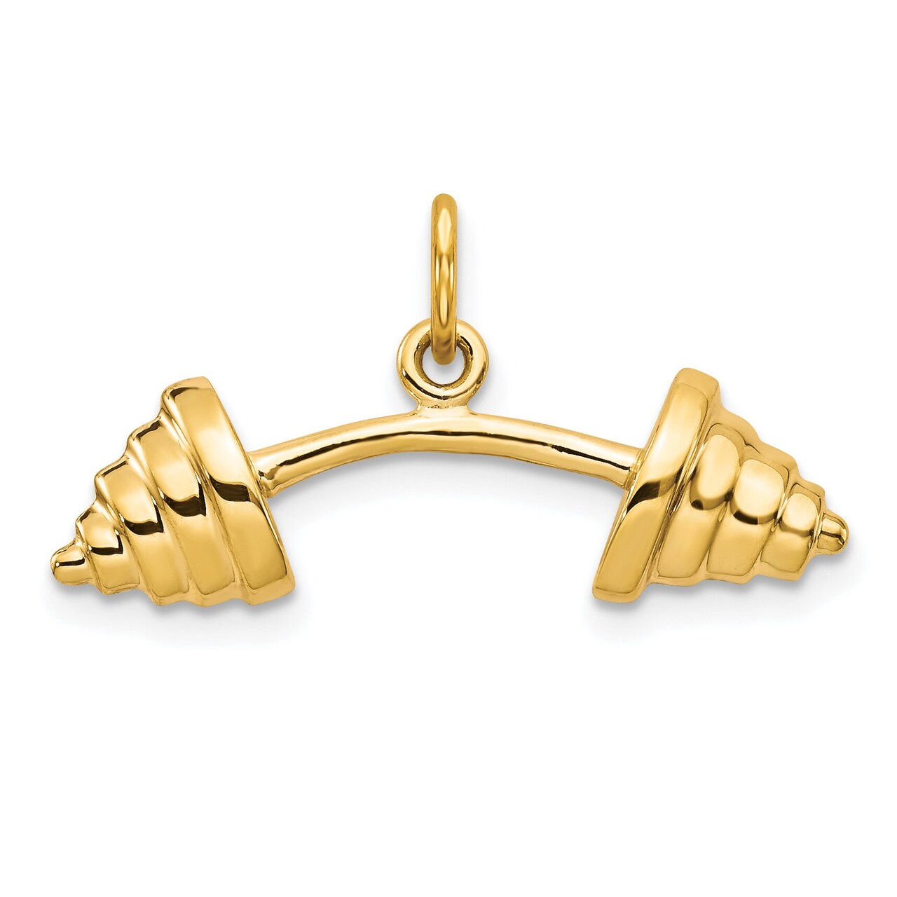 10K Gold Barbell Charm Weightlifting Body Builder New 15 X 26mm Jewerly